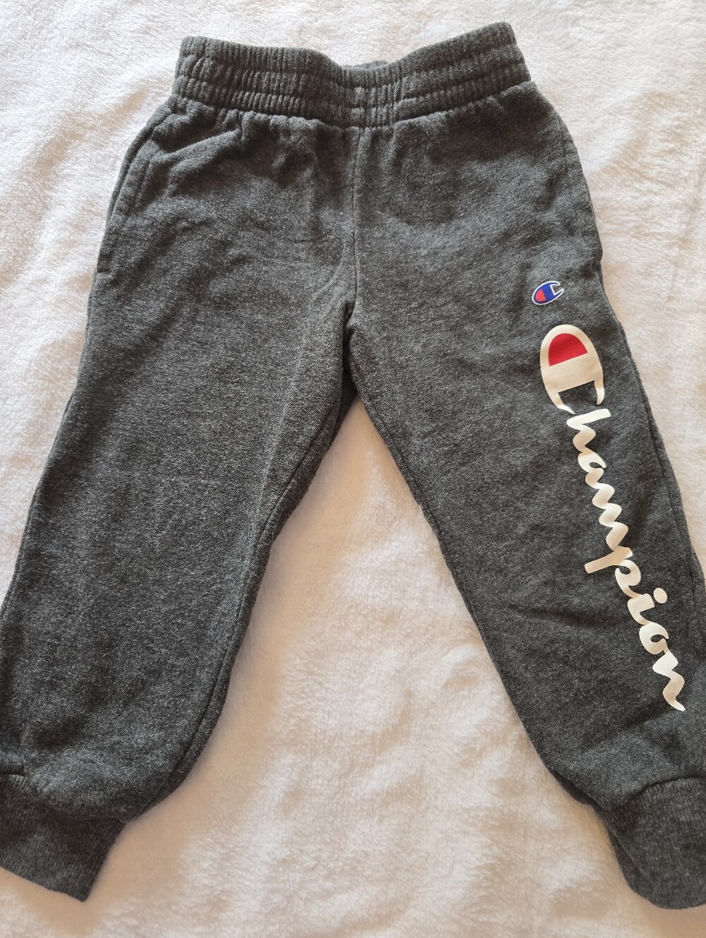 Champion Kids Dark Gray Logo Jogger Pants with Script Branding